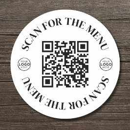 QR-code in het menu Business Logo Scan Ronde Sticker