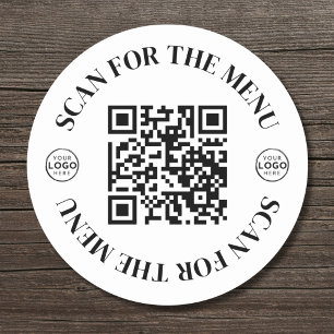 QR-code in het menu Business Logo Scan Ronde Sticker