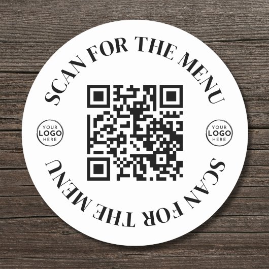 QR-code in het menu Business Logo Scan Ronde Sticker