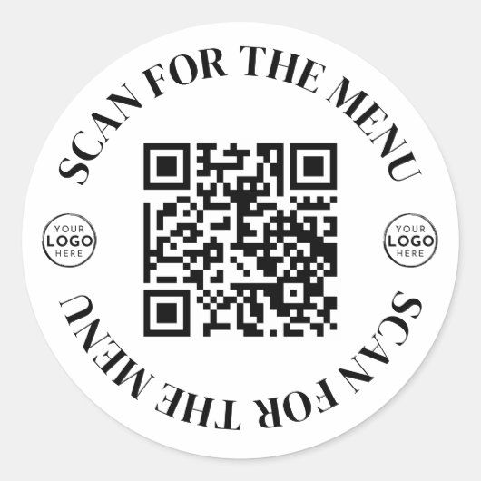 QR-code in het menu Business Logo Scan Ronde Sticker (Voorkant)