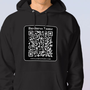 QR-code in zwart-wit retro moderne stijl die bewer Hoodie