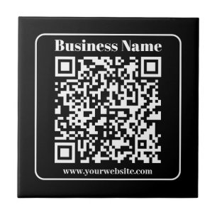 QR-code in zwart-wit retro moderne stijl die bewer Tegeltje