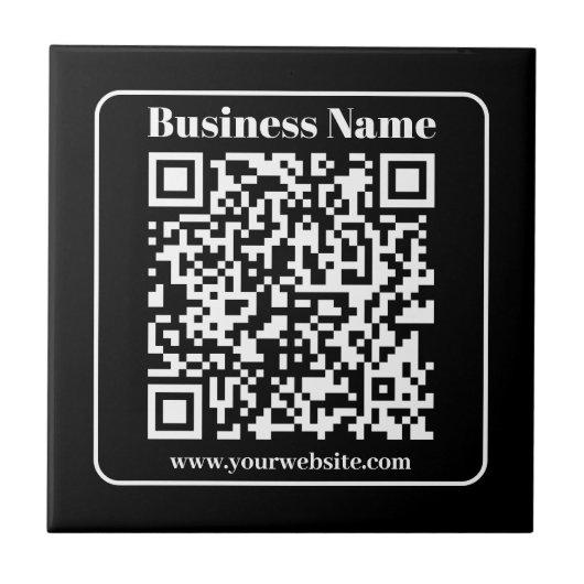 QR-code in zwart-wit retro moderne stijl die bewer Tegeltje (Voorkant)