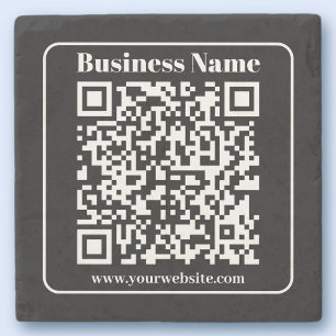 QR-code in zwart-wit retro stijl, kan worden bewer Stenen Onderzetter