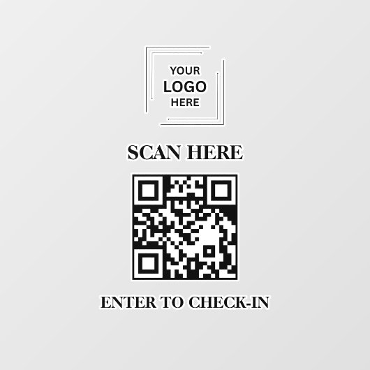 QR-code inchecken zakelijk logo venster sticker (Vel)