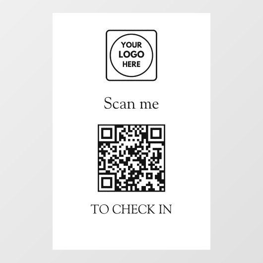 QR-code inchecken | Zakelijk logo weergavebord Raamsticker (Vel)