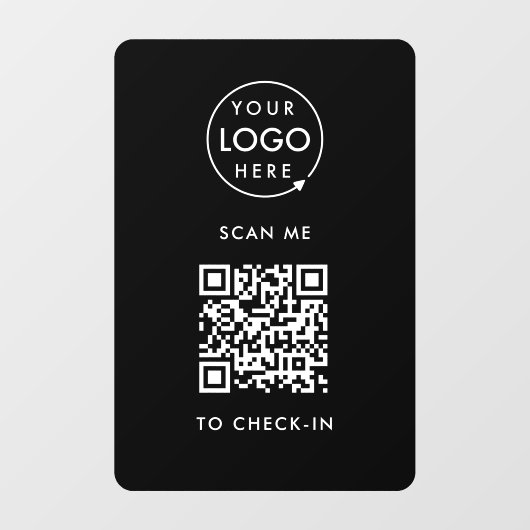 QR-code inchecken | Zwart zakelijk logo contactloo Raamsticker (Vel)