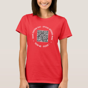 QR Code Info Aangepaste Tekst en Kleur Grappig T-s T-shirt
