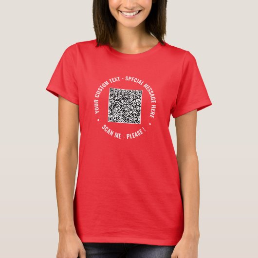 QR Code Info Aangepaste Tekst en Kleur Grappig T-s T-shirt (Voorkant)