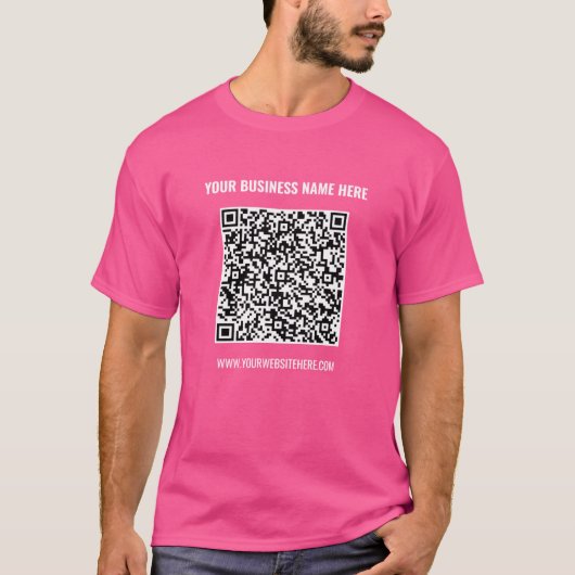 QR Code Info en Tekst Zakelijk Promotie T-Shirt (Voorkant)