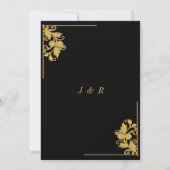 QR Code Info Floral Black Gold Weduwen Uitnodiging (Achterkant)
