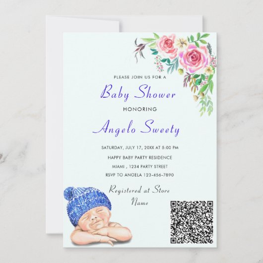 QR Code Info Happy Sleeping Baby shower (Voorkant)