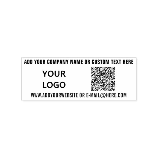 QR Code Info Logo Naam Website Rubber Stempel (Afrduk)