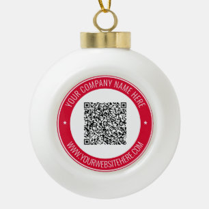 QR Code Info Naam Website kerstversiering Keramische Bal Ornament