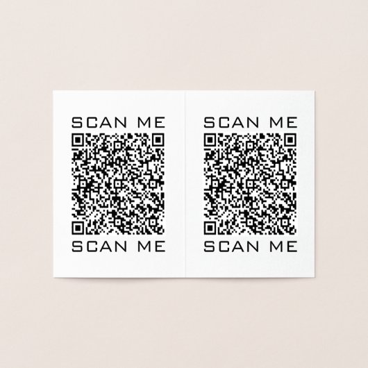 QR Code Info Scan me Tekst Uw modern ontwerp Folie Kaarten (Binnen)