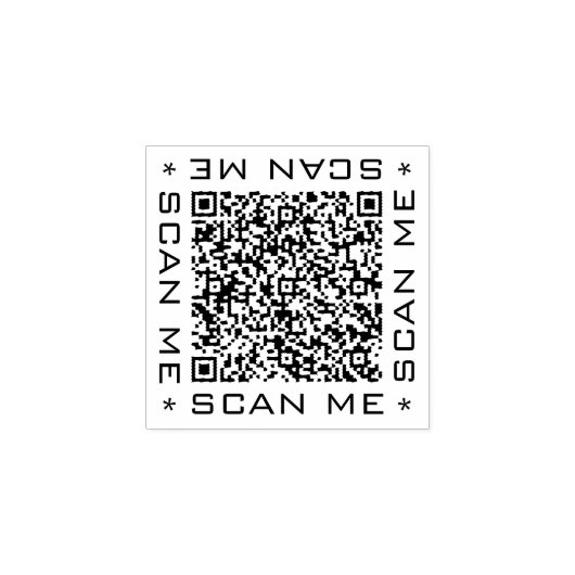QR Code Info Scan me Tekst Uw moderne ontwerpstemp Rubberstempel (Afrduk)