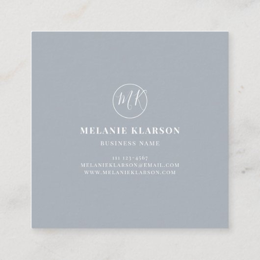 QR Code Initiaal Minimale monogram onderneming Vierkante Visitekaartje (Achterkant)