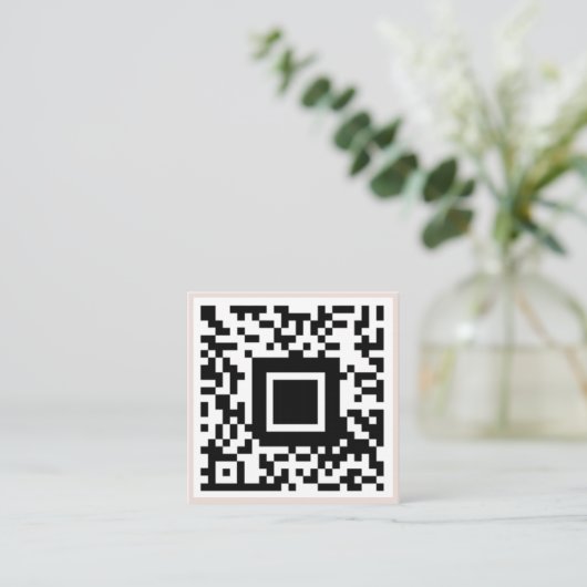 QR Code Initiaal Minimale monogram zwart en ivoor Vierkante Visitekaartje (Staand voorkant)