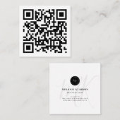 QR Code Initiaal Minimale monogram zwart-wit Vierkante Visitekaartje (Voorkant / Achterkant)