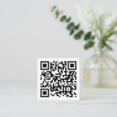 QR Code Initiaal Minimale monogram zwart-wit Vierkante Visitekaartje (Staand voorkant)