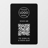 QR-code inloggen | Zwarte bezoekers- en werknemers Raamsticker (Vel)