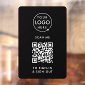 QR-code inloggen | Zwarte bezoekers- en werknemers Raamsticker (Vel 2)