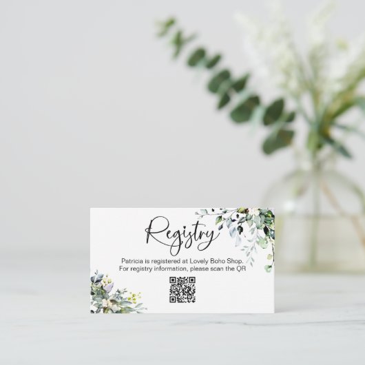 QR-code invoeging voor cadeau registratie bruidsdo Informatiekaartje (Staand voorkant)