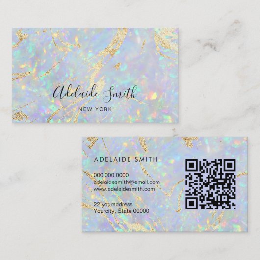 QR-code iriserende opaal stenen textuur Visitekaartje (Voorkant / Achterkant)