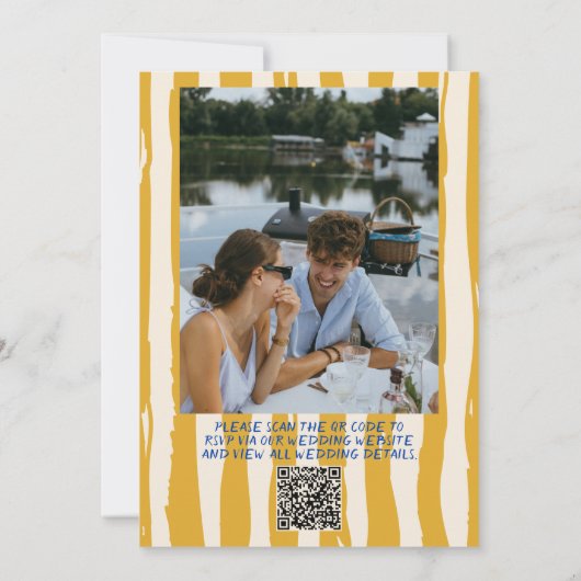 QR Code Italiaans Hand geschreven foto bruiloft Kaart (Achterkant)