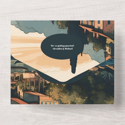 QR Code Italië Comomeer Bestemming Bruiloft All In One Uitnodiging (Achterkant)