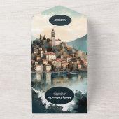 QR Code Italië Comomeer Bestemming Bruiloft All In One Uitnodiging (Buitenkant)