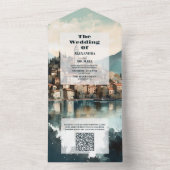 QR Code Italië Comomeer Bestemming Bruiloft All In One Uitnodiging (Binnen)