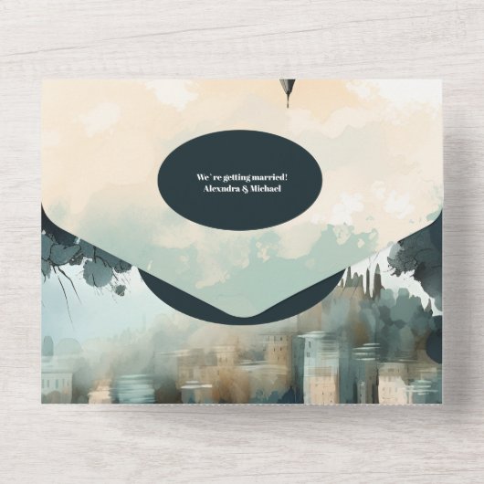 QR Code Italië Comomeer Bestemming Bruiloft All In One Uitnodiging (Achterkant)