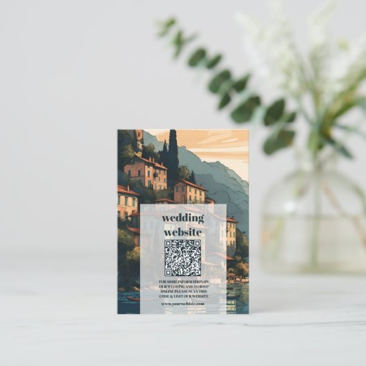 QR code Italië Comomeer Bestemming Bruiloft Informatiekaartje (Staand voorkant)