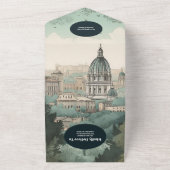 QR Code Italië Rome Bestemming Bruiloft All In One Uitnodiging (Buitenkant)