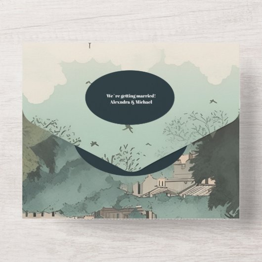 QR Code Italië Rome Bestemming Bruiloft All In One Uitnodiging (Achterkant)