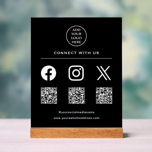 QR-code Je Logo volgt Scan me Connect with ons Acryl Bord (Neutraal)