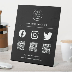 QR-code Je Logo volgt Scan me Connect with ons Reclamebord Met Voetstuk