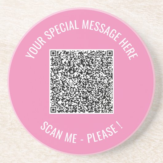 QR-code Je speciale berichtverrassingsoverzicht Zandsteen Onderzetter (Voorkant)