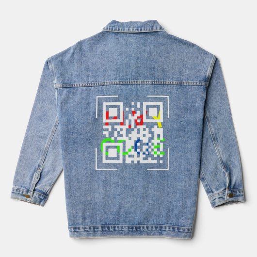 QR Code Jersey Korte Mouw Denim Jacket (Achterkant)