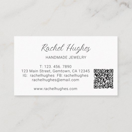 QR Code Jeweler Floral Visitekaartje (Achterkant)