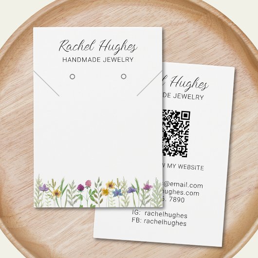 QR Code Jewelry Floral Necklace Display Card Visitekaartje