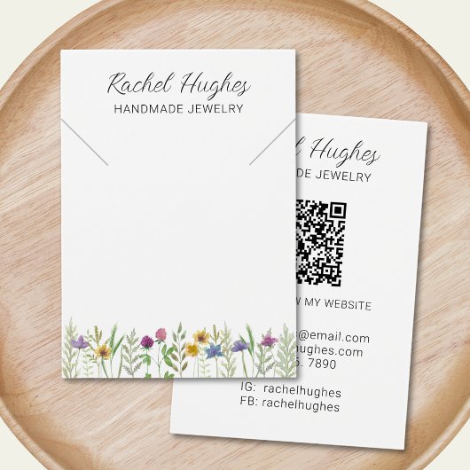QR Code Jewelry Floral Necklace Display Card Visitekaartje