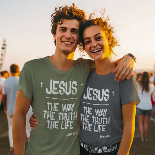 QR Code Jezus De Weg Waarheid Leven Bijbel Grunge T-shirt