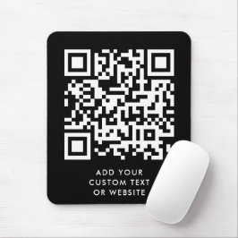 QR-code | Jouw tekst Black Modern minimalist Muismat