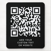 QR-code | Jouw tekst Black Modern minimalist Muismat (Voorkant)