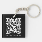 QR-code | Jouw tekst Black Modern minimalist Sleutelhanger (Achterkant)