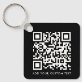 QR-code | Jouw tekst Black Modern minimalist Sleutelhanger (Voorkant)