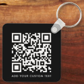 QR-code | Jouw tekst Black Modern minimalist Sleutelhanger (Achterkant)