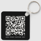 QR-code | Jouw tekst Black Modern minimalist Sleutelhanger (Achterkant)